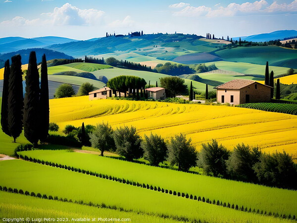 Farmhouse among the  rolling hills of Tuscany, Ita Picture Board by Luigi Petro