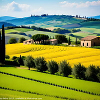 Buy canvas prints of Farmhouse among the  rolling hills of Tuscany, Ita by Luigi Petro