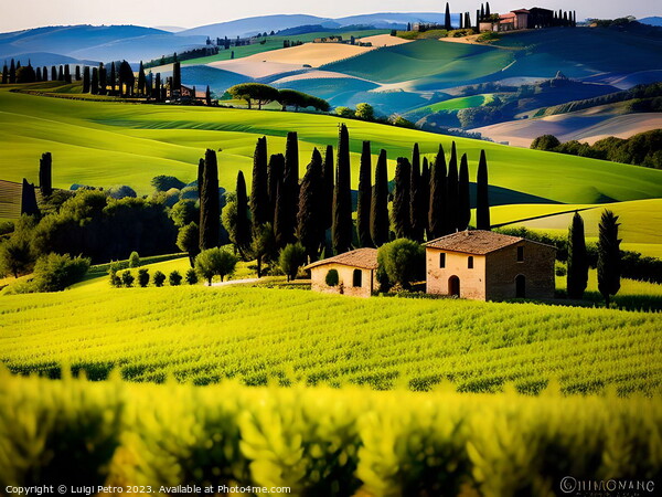 Farmhouse among rolling hills of Tuscany. Picture Board by Luigi Petro