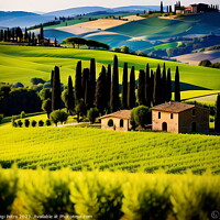 Buy canvas prints of Farmhouse among rolling hills of Tuscany. by Luigi Petro