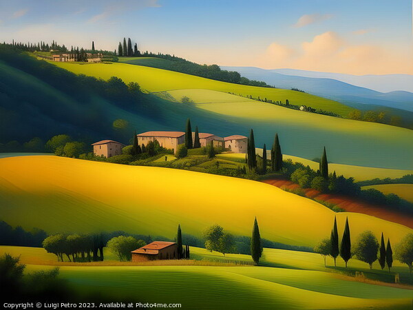 Farmhouses among  rolling hills Picture Board by Luigi Petro