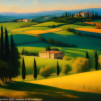 Buy canvas prints of Farmhouse among the rolling hills of Tuscany, Italy. by Luigi Petro