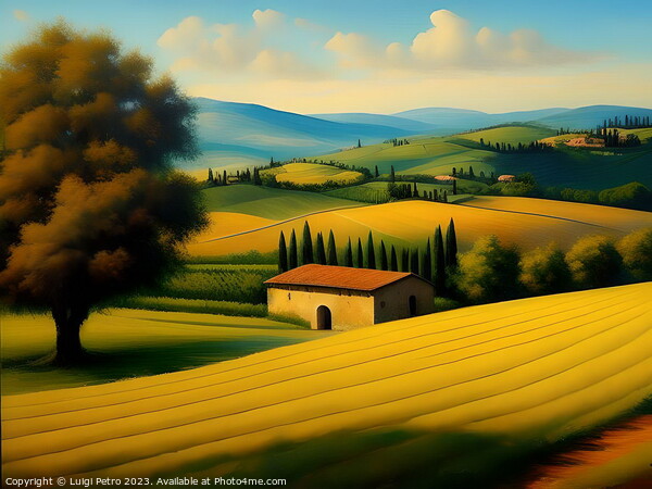 Farmhouse among  the rolling hills of Tuscany, Ita Picture Board by Luigi Petro