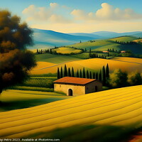Buy canvas prints of Farmhouse among  the rolling hills of Tuscany, Ita by Luigi Petro