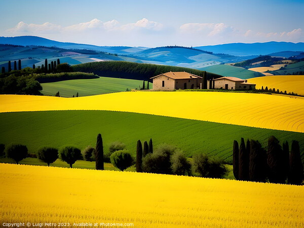 Farmhouse among  the rolling hills of Tuscany, Italy. Picture Board by Luigi Petro