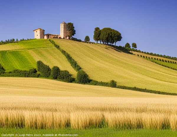 Farmhouse among  the rolling hills of Tuscany, Italy. Picture Board by Luigi Petro