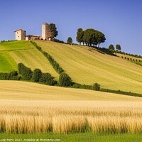 Buy canvas prints of Farmhouse among  the rolling hills of Tuscany, Italy. by Luigi Petro