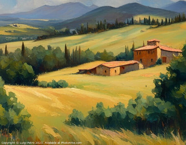 Farmhouse amnt rolling hills of Tuscany, Italy. Picture Board by Luigi Petro