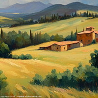 Buy canvas prints of Farmhouse amnt rolling hills of Tuscany, Italy. by Luigi Petro