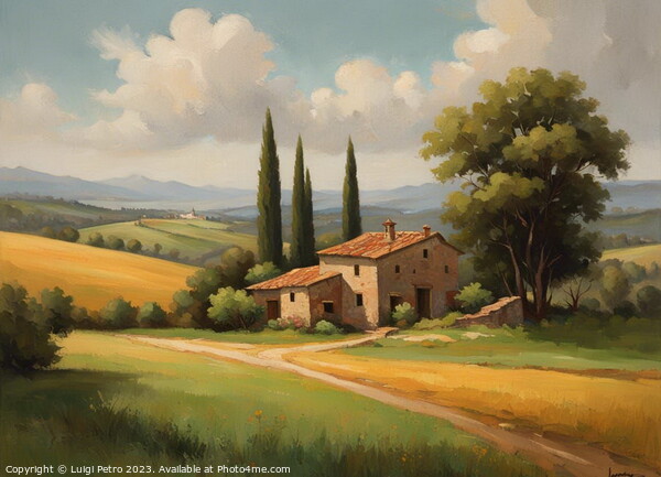 Farmhouse amnt rolling hills of Tuscany, Italy. Picture Board by Luigi Petro