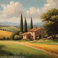 Buy canvas prints of Farmhouse amnt rolling hills of Tuscany, Italy. by Luigi Petro