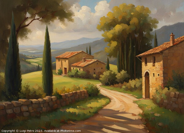 Farmhouse among  rolling hills, Oil painting. Picture Board by Luigi Petro