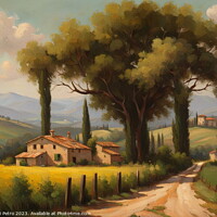 Buy canvas prints of Farmhouse among  rolling hills, Oil painting. by Luigi Petro
