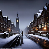 Buy canvas prints of "Ethereal London: A Snowy Victorian Night" by Luigi Petro
