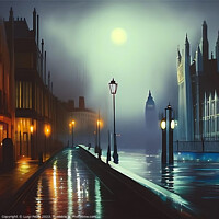 Buy canvas prints of Night city scene of a street flooded with water on by Luigi Petro