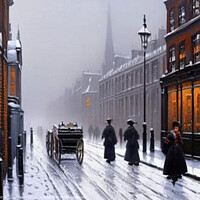 Buy canvas prints of Street scene of a city in Victorian times. by Luigi Petro