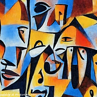 Buy canvas prints of Vibrant Cubist-Inspired Abstract Portrait by Luigi Petro