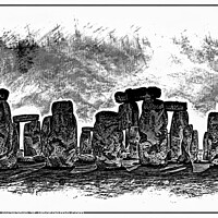 Buy canvas prints of Enigmatic Stonehenge: A Monochrome Digital Depicti by Luigi Petro