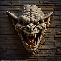 Buy canvas prints of AI generated  gargoyle ogre face hanging on a wall by Luigi Petro