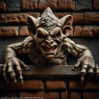 Buy canvas prints of AI generated gargoyle ogre face  hanging on a wall by Luigi Petro