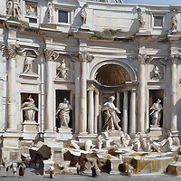 Buy canvas prints of Trevi fountain in Rome, Italy - landscape watercolor painting by Luigi Petro