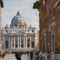 Buy canvas prints of Oil painting of pedestrian street in Rome  by Luigi Petro