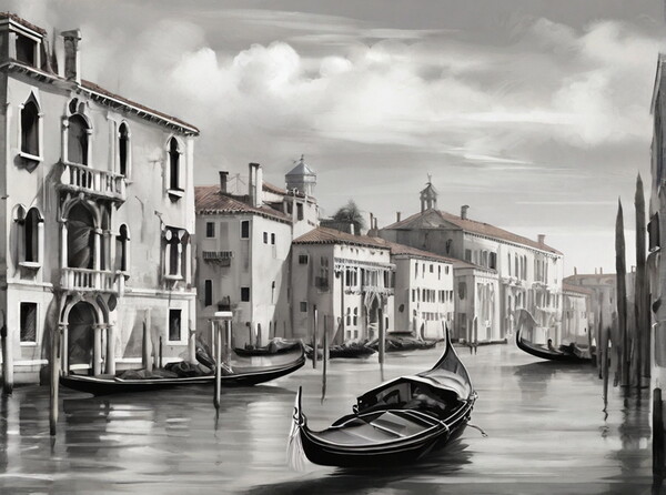 Venetian Splendor: Gondolas gliding on the Grand Canal Picture Board by Luigi Petro
