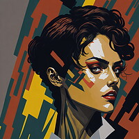 Buy canvas prints of Portrait of a young woman in Bauhaus style. by Luigi Petro