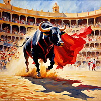 Buy canvas prints of The last charge of a fighting bull. by Luigi Petro