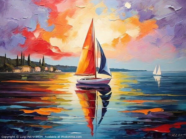 Abstract Sailboat Painting In Fauvism Style Picture Board by Luigi Petro