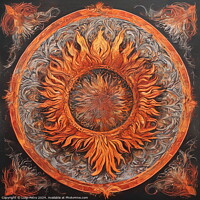 Buy canvas prints of Tibetan Mandala illustration in red and orange. by Luigi Petro