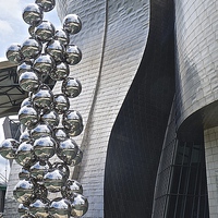 Buy canvas prints of  Anish Kapoor's Silver Spheres by Sue Bottomley