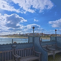Buy canvas prints of  Looking from Southwold Pier to Southwold Town by Sue Bottomley