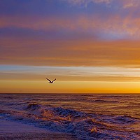 Buy canvas prints of Sunrise over Southwold beach in Suffolk            by Sue Bottomley