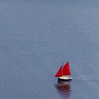 Buy canvas prints of boat with red sails by Jon Saiss