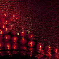 Buy canvas prints of Red Lanterns in the Rain by Zoe Ferrie