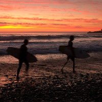 Buy canvas prints of Surfers Sunset by David Smith