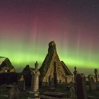 Buy canvas prints of  Aurora over ruined church, Durness by David Smith
