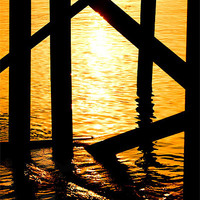 Buy canvas prints of Dock Supports At Sunrise Turkey Bodrum by Brian  Raggatt