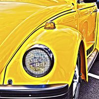 Buy canvas prints of  Yellow VW Volkswagen Beetle car by Brian  Raggatt