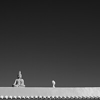 Buy canvas prints of Buddha figure on roof by Phil Crean