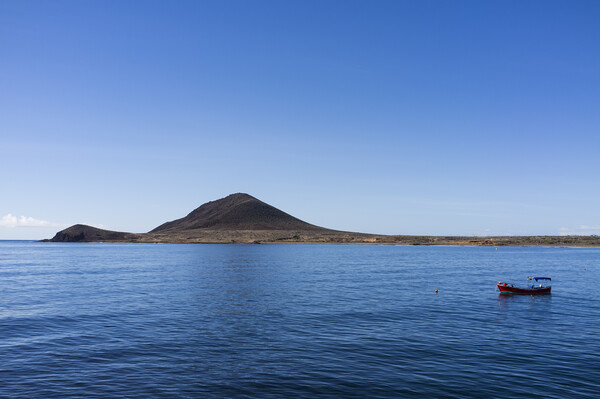 Red boat in the blue sea, El Medano, Tenerife Picture Board by Phil Crean