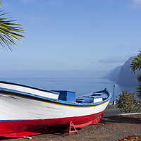 Buy canvas prints of Boat at viewpoint over Los Gigantes, Tenerife by Phil Crean