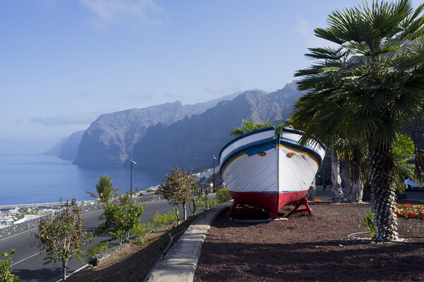 Boat at viewpoint over Los Gigantes, Tenerife Picture Board by Phil Crean