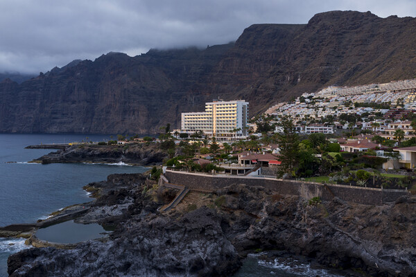 Los Gigantes hotel and village at sunset, Tenerife Picture Board by Phil Crean