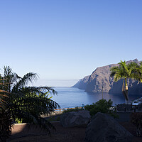 Buy canvas prints of Los Gigantes cliffs and palm trees Tenerife by Phil Crean