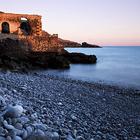 Buy canvas prints of Old pumphouse at sunset on the beach, Tenerife by Phil Crean