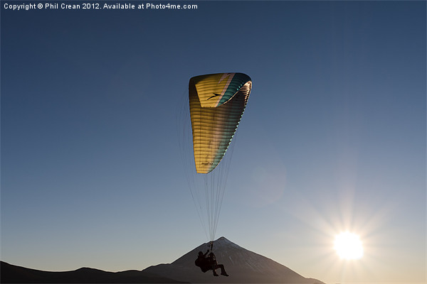 Paragliding over Teide Tenerife Picture Board by Phil Crean