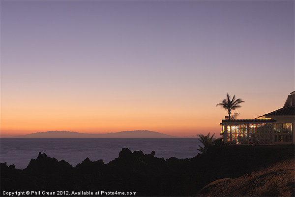 Villa on Tenerife at twilight looking to La Palma Picture Board by Phil Crean