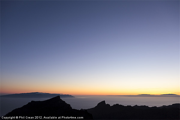 Tenerife, La Gomera and La Palma at sunset Picture Board by Phil Crean